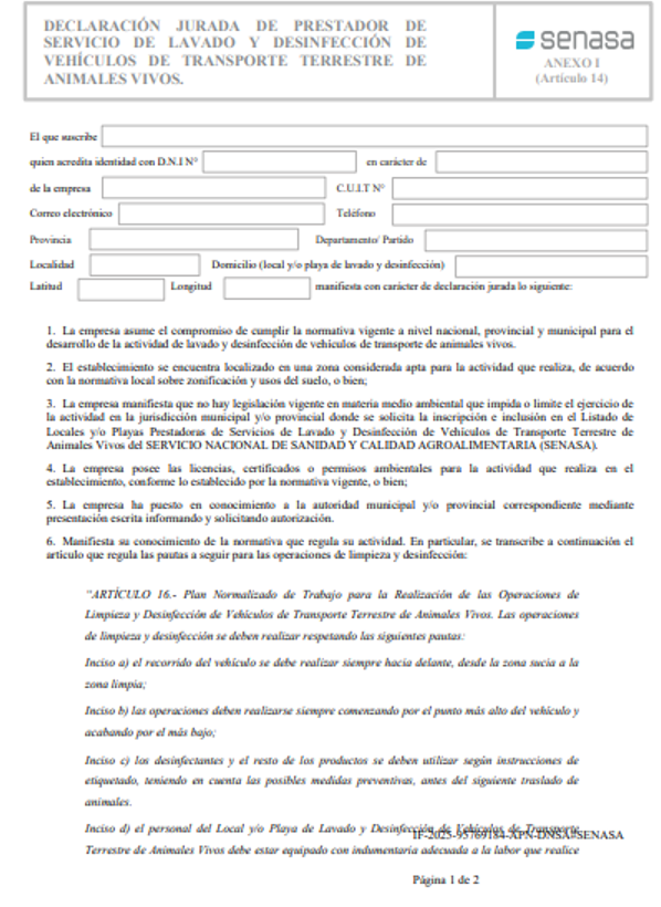 declaracion jurada de lavado y desinfeccion declaracion jurada de lavado y desinfeccion
